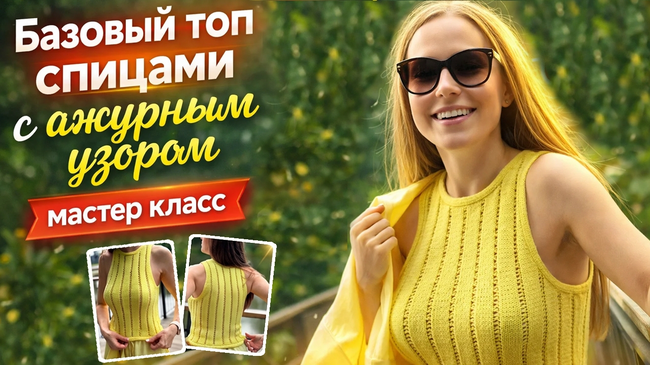 Мастер класс базовая майка/топ спицами с ажурным узором.