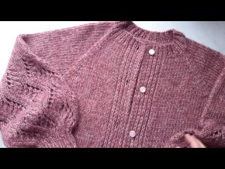 Кардиган/жакет спицами регланом сверху. Описание: как вязала, из какой пряжи, схема узора.