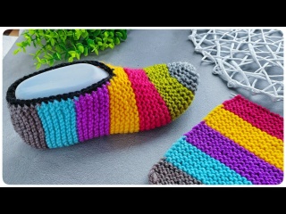 ? СЛЕДКИ ИЗ ОСТАТКОВ ПРЯЖИ!!! ?Полосатые следки спицами!!! Подробный МК.