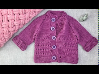 ДЕТСКИЙ ЖАКЕТ СПИЦАМИ. Детская кофточка для самых маленьких. Подробный мастер класс.