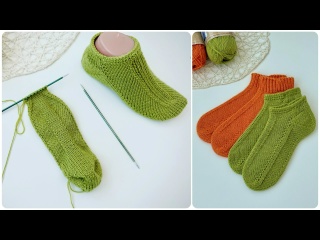 СЛЕДКИ-носки на двух спицах БЕЗ ШВА! Мастер класс для начинающих knitting socks