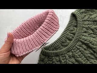 Идеальный двойной ворот спицами резинкой 1 на 1 для свитера! Очень просто!