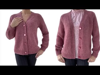 Мой любимый классический жакет регланом сверху и цельновязаной планкой. СУПЕР Подробный МК