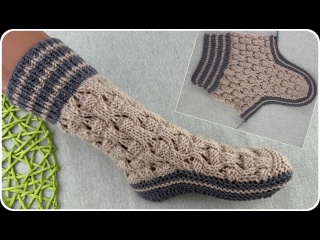 ДОМАШНИЕ НОСОЧКИ СПИЦАМИ. МАСТЕР КЛАСС