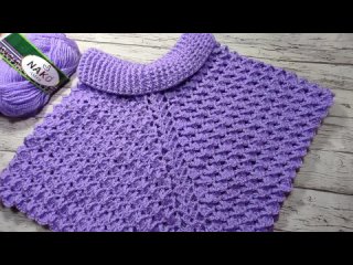 Пончо крючком красивым узором на любой размер. Бесплатный мастер класс.