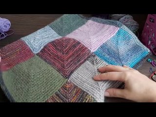 Плед квадратами из остатков пряжи (можно и не из остатков)