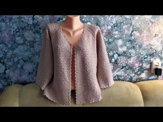 Подробный МК по вязанию Ажурного жакета крючком - Реглан сверху