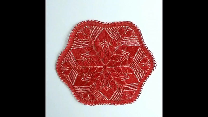 Салфетка спицами шестиугольная часть 1 (Napkin knitting needles part 1)