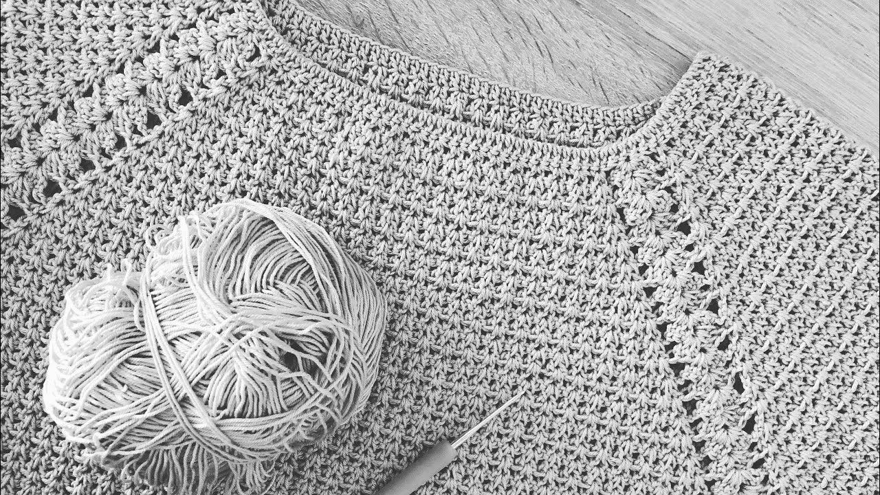 Джемпер крючком реглан сверху