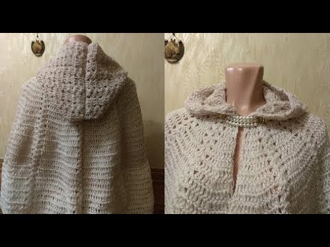 Удивительно простая и эффектная тёплая накидка с капюшоном