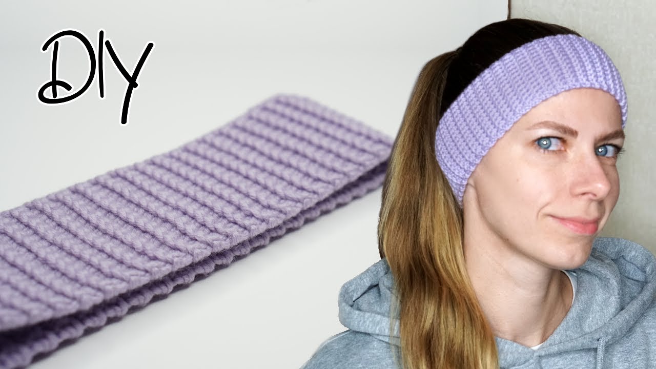 Вязание крючком. Повязка. Столбик без накида / Crochet. Ear warmer headband. Single crochet stitch