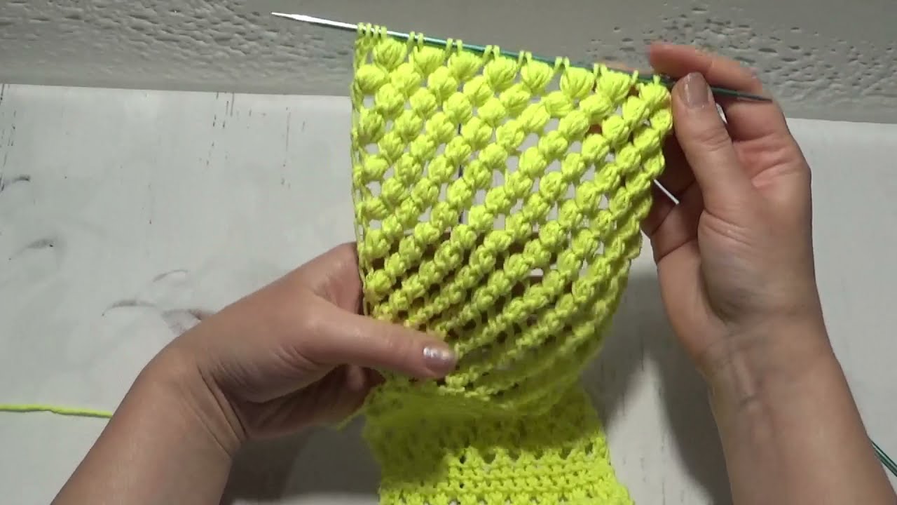 Узор ОБЪЕМНАЯ сетка спицами