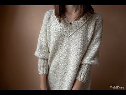 Вязаный пуловер регланом. Описание свитера ♥ Вяжем спицами ♥ Wild Rose ♥ Вязание - это просто ♥