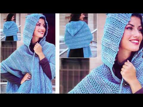 Очень быстро обновка на осень НАКИДКА С КАПЮШОНОМ крючком