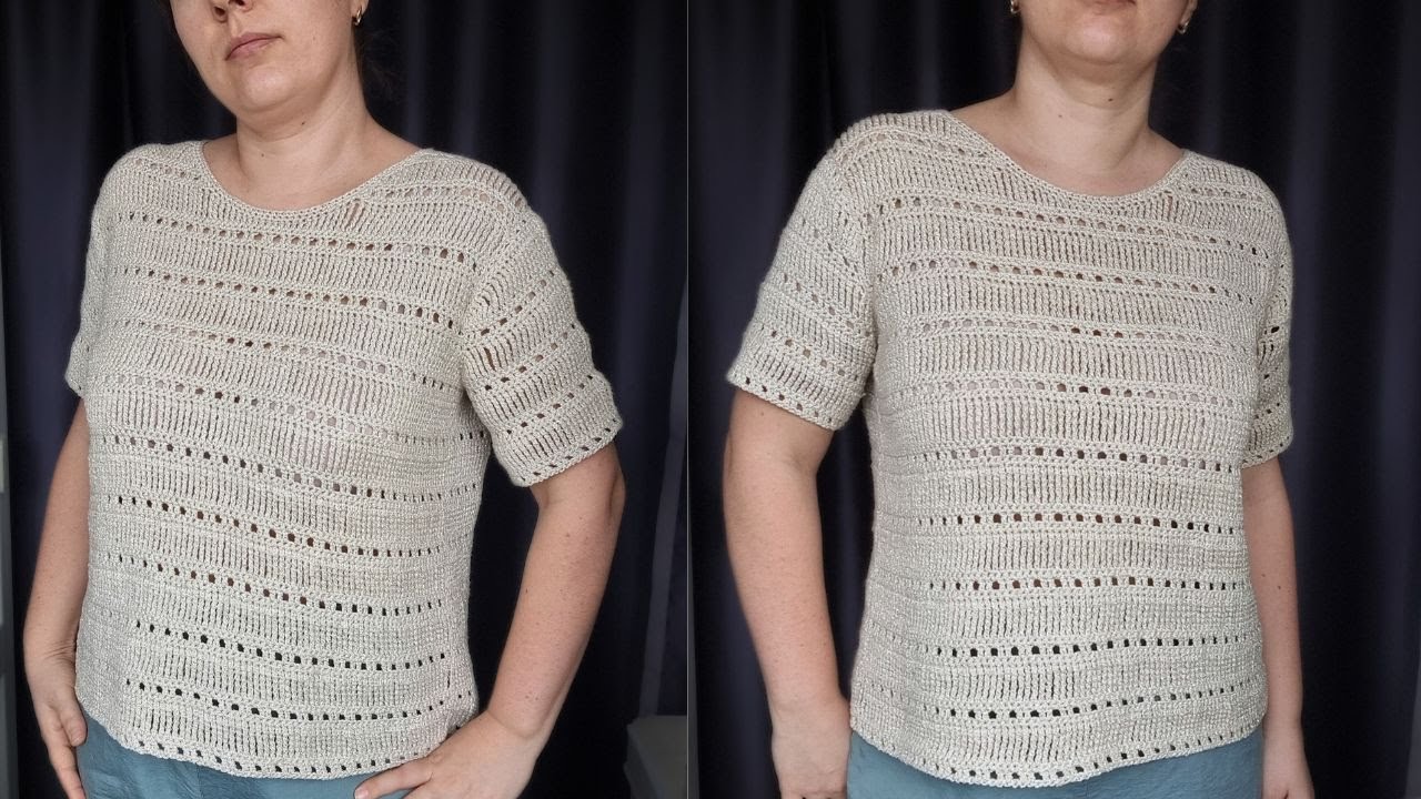 ВЯЖЕМ На ЛЕТО! Кофточка - футболка КРЮЧКОМ