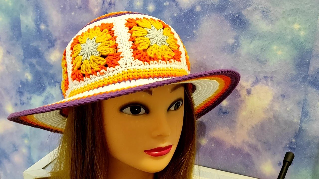 ШЛЯПА, ПАНАМА ИЗ МОТИВОВ КРЮЧКОМ 2ЧАСТЬ. Подробное видео для начинающих.