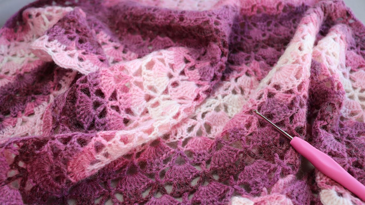 Шаль крючком БЫСТРО И ПРОСТО МК для новичков Простой УЗОР ДЛЯ ШАЛИ, БАКТУСА Simple crochet shawl