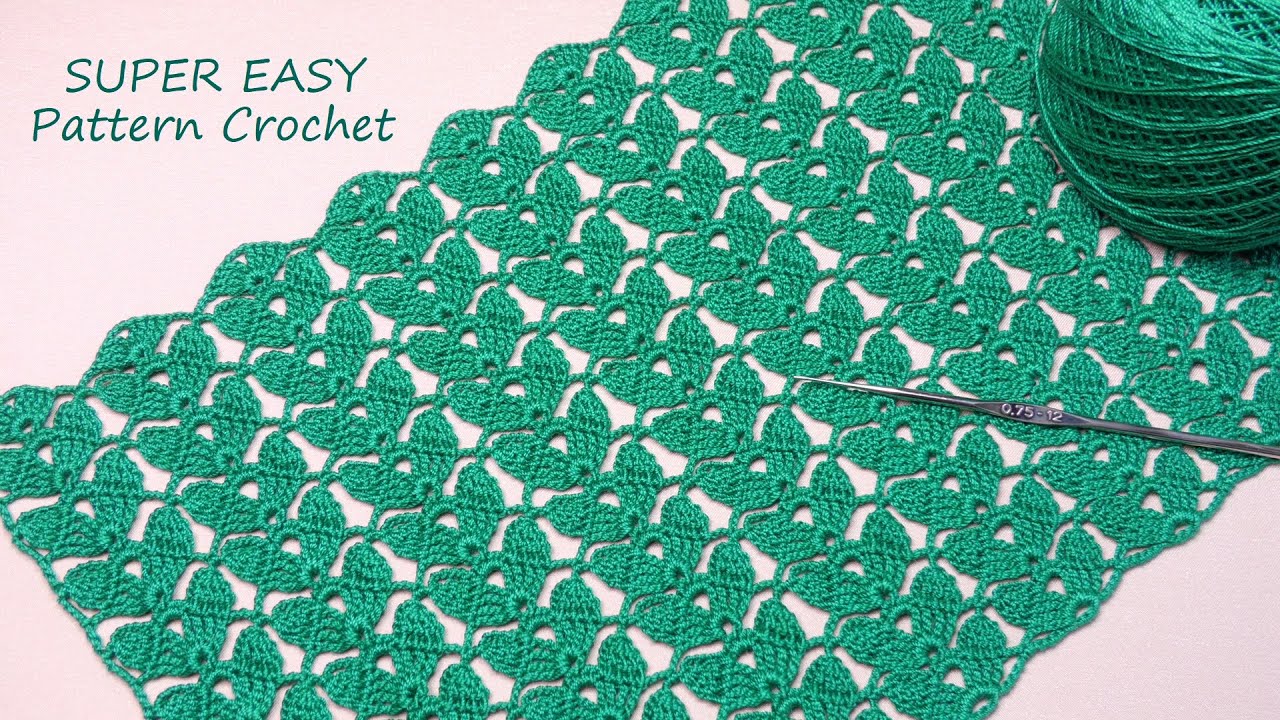 Всего 2 ряда - СУПЕР легкий УЗОР! Простое ВЯЗАНИЕ КРЮЧКОМ для начинающих SUPER EASY Pattern Crochet