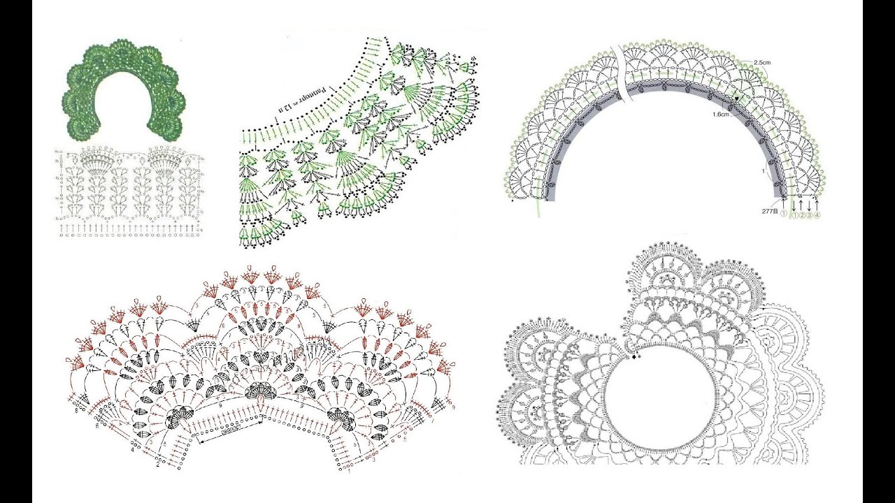 Ажурные вязаные воротнички - схемы для вязания
