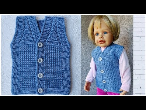 ДЕТСКИЙ ЖИЛЕТ СПИЦАМИ. ДЕТСКАЯ БЕЗРУКАВКА. ПОДРОБНЫЙ МАСТЕР КЛАСС.