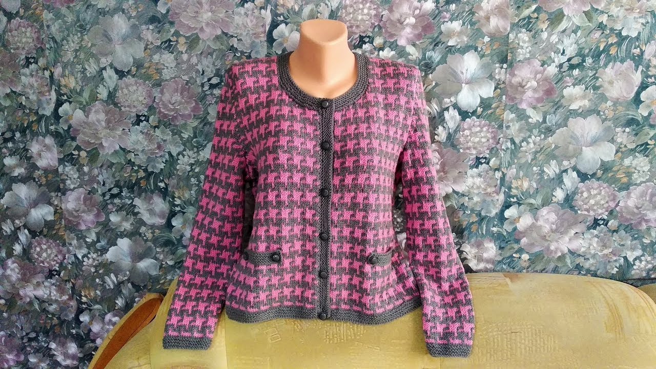 Жакет в стиле CHANEL спицами. Ленивый жаккард. МК.