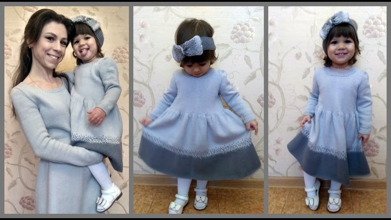 Платье для девочки спицами.Часть2/Dress for girls spokes. Part2