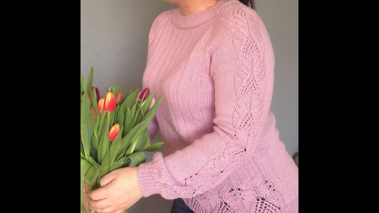 Вяжем спицами красивый ажурный свитер