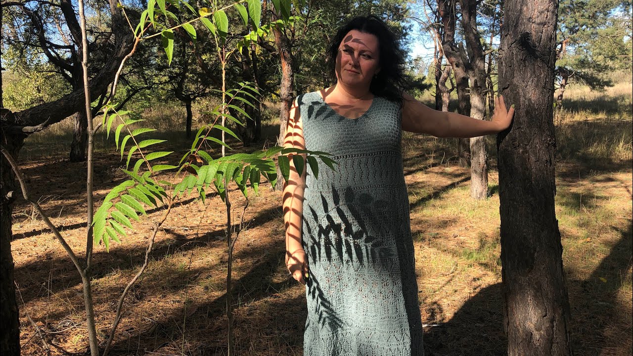 Платье спицами. Пряжа Nako Fiore. Лен, хлопок, вискоза бамбук.