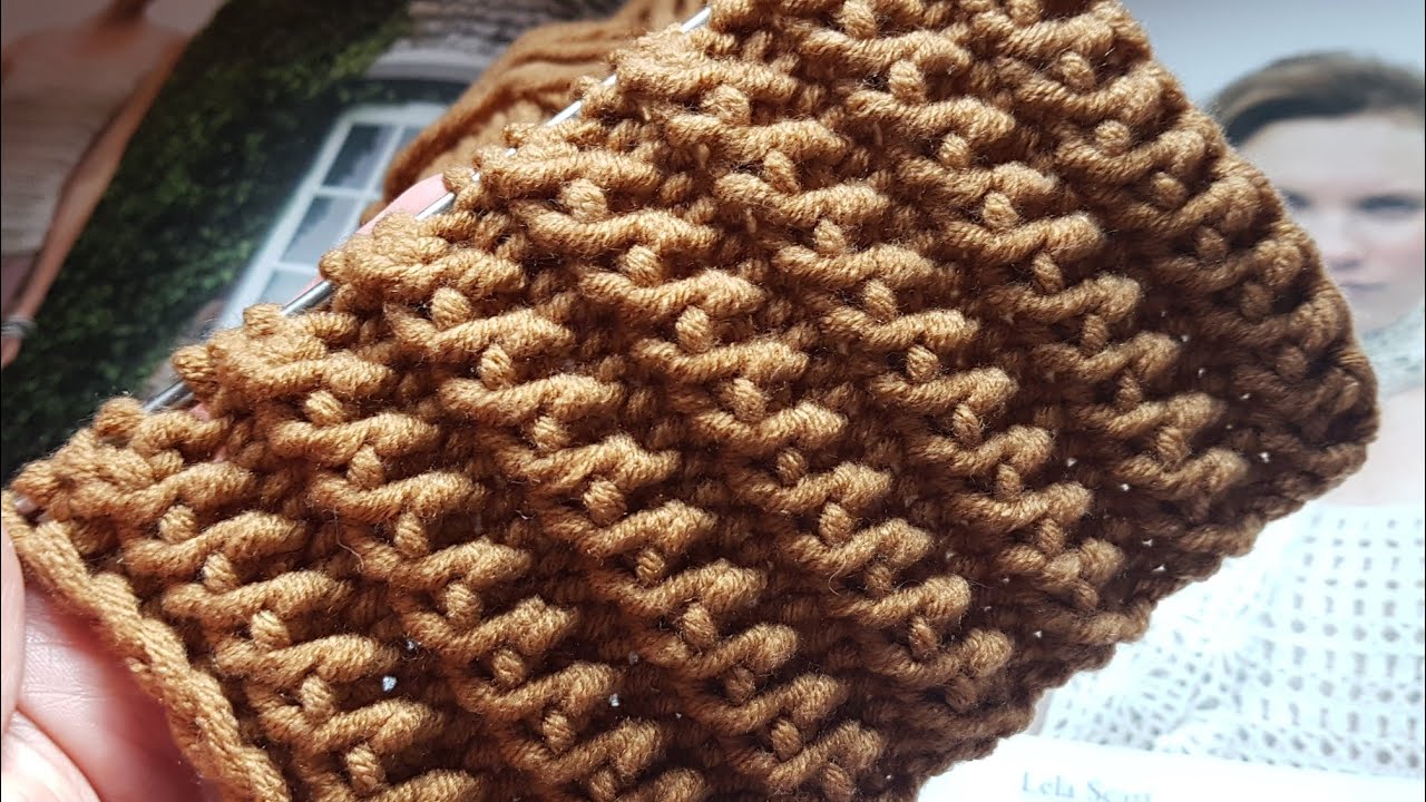 Потрясающей красоты рельефная резинка спицами 