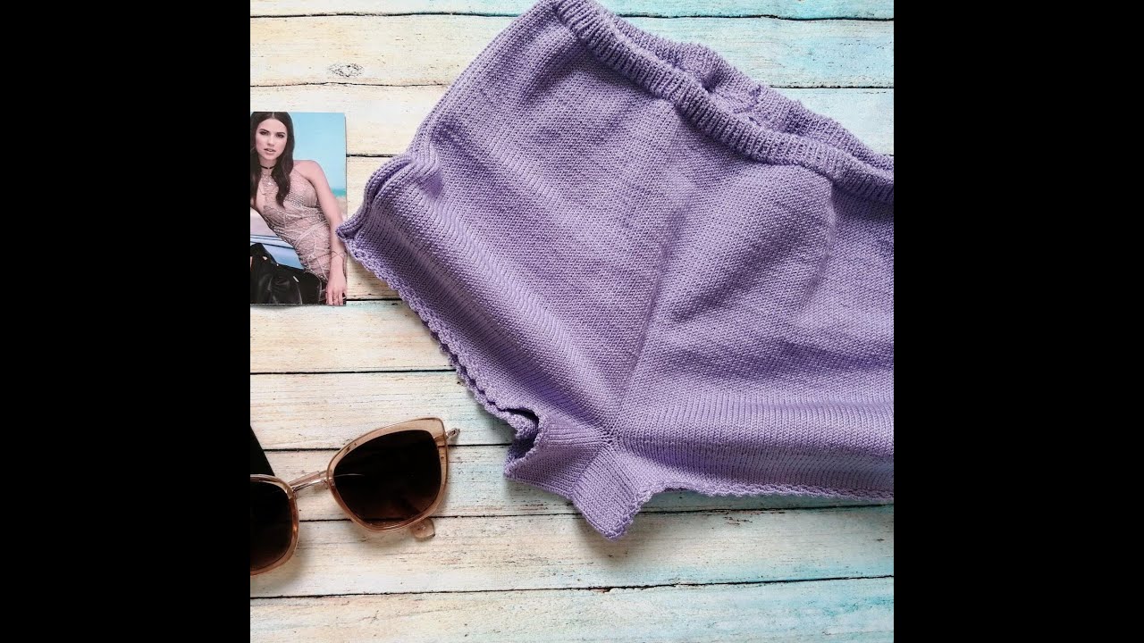 Шорты спицами. Круговое вязание / Knitted shorts. Circular knitting /Örme şortlar. Yuvarlak örgü