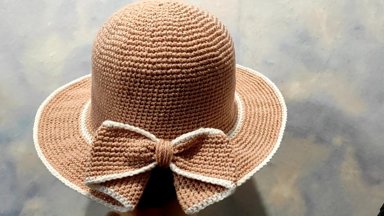 ШЛЯПА С БАНТОМ крючком. Шляпа осенняя для начинающих.