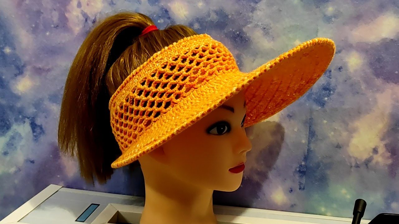 КОЗЫРЕК ОТ СОЛНЦА КРЮЧКОМ. Козырек для начинающих, подробный М.К.