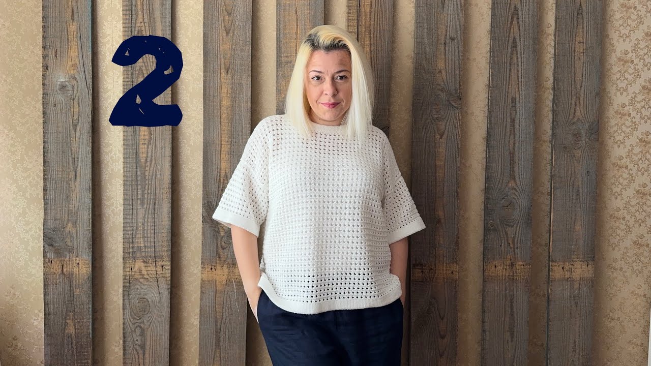 2. Футболка сетка спицами. МК 2 часть.