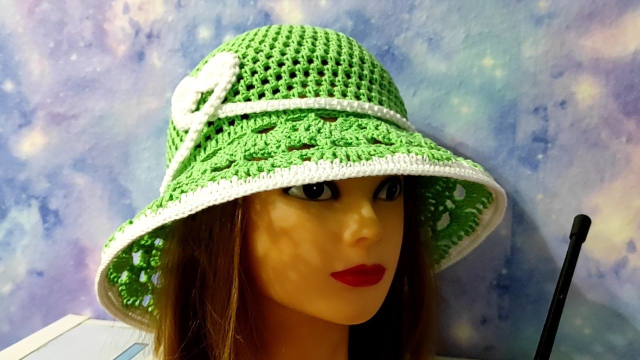 Ажурная шляпа КЛОШ крючком. Шляпка для начинающих.