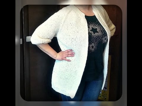 кардиган спицами, регланом сверху