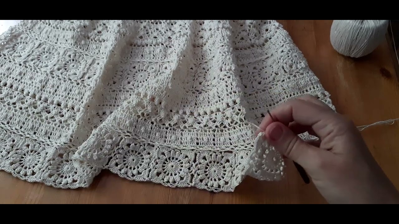 Сарафан крючком. Квадратный мотив.