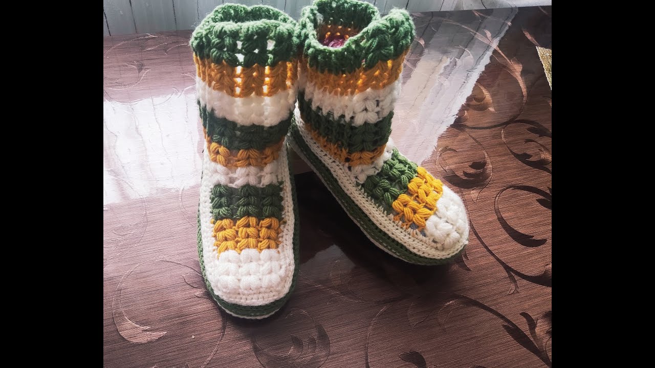 Вязание сапожек-носков крючком.