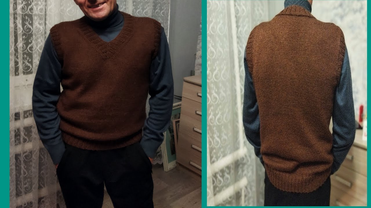 МУЖСКОЙ ЖИЛЕТ МК.СВЯЖЕТ ДАЖЕ НАЧИНАЮЩИЙ.