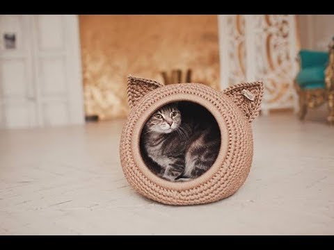 Удивительные вязаные домики лежанки для кота крючком - идеи для вязания и вдохновения