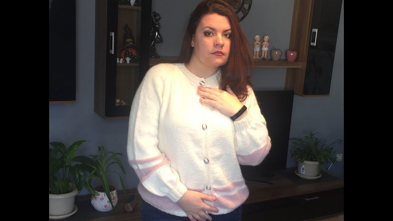 МК Кофта ( кардиган ) спицами на пуговицах . Часть 2 отделяем рукава .