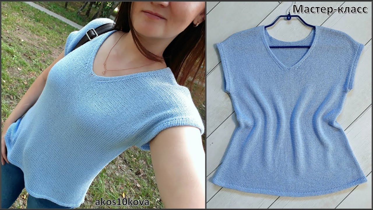 Базовая футболка спицами. Мастер-класс. Вязание